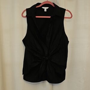 XXL Nine West Black Sleeveless Blouse with Knot Detail